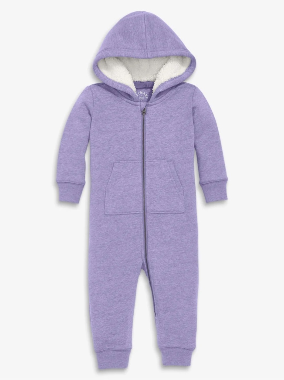 Primary Baby Teddy Fleece-Lined Zip Romper in Light Purple | 12-18m